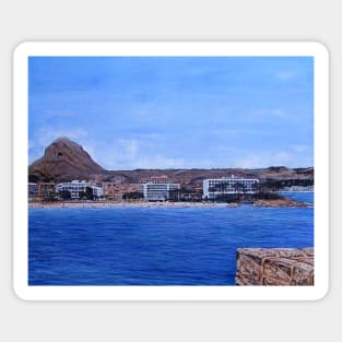 Montgo, The paradoor Hotel, and Arenal Beach, Javea Spain. Sticker